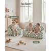 image:imageBlissful Diary Foldable Kids Couch Extra Wide Kids Sofa Chair Blush Check  307 Wide Seat 2in1 Fold Out Comfy Design HighDensity Foam Support Washable Cover Carry HandleCheckered Sage