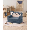 image:imageBlissful Diary Foldable Kids Couch Extra Wide Kids Sofa Chair Blush Check  307 Wide Seat 2in1 Fold Out Comfy Design HighDensity Foam Support Washable Cover Carry HandleDinosaur Blue