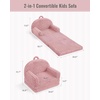image:imageBlissful Diary Foldable Kids Couch Extra Wide Kids Sofa Chair Blush Check  307 Wide Seat 2in1 Fold Out Comfy Design HighDensity Foam Support Washable Cover Carry HandleFuzzy Blush Pink