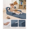 image:imageBlissful Diary Foldable Kids Couch Extra Wide Kids Sofa Chair Blush Check  307 Wide Seat 2in1 Fold Out Comfy Design HighDensity Foam Support Washable Cover Carry HandleDinosaur Blue