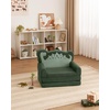 image:imageBlissful Diary Foldable Kids Couch Extra Wide Kids Sofa Chair Blush Check  307 Wide Seat 2in1 Fold Out Comfy Design HighDensity Foam Support Washable Cover Carry HandleDinosaur Green
