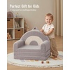 image:imageBlissful Diary Foldable Kids Couch Extra Wide Kids Sofa Chair Blush Check  307 Wide Seat 2in1 Fold Out Comfy Design HighDensity Foam Support Washable Cover Carry HandleRainbow Gray