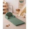 image:imageBlissful Diary Foldable Kids Couch Extra Wide Kids Sofa Chair Blush Check  307 Wide Seat 2in1 Fold Out Comfy Design HighDensity Foam Support Washable Cover Carry HandleShell Green
