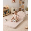 image:imageBlissful Diary Foldable Kids Couch Extra Wide Kids Sofa Chair Blush Check  307 Wide Seat 2in1 Fold Out Comfy Design HighDensity Foam Support Washable Cover Carry HandleShell Beige