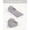 image:imageBlissful Diary Foldable Kids Couch Extra Wide Kids Sofa Chair Blush Check  307 Wide Seat 2in1 Fold Out Comfy Design HighDensity Foam Support Washable Cover Carry HandleShell Gray
