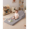 image:imageBlissful Diary Foldable Kids Couch Extra Wide Kids Sofa Chair Blush Check  307 Wide Seat 2in1 Fold Out Comfy Design HighDensity Foam Support Washable Cover Carry HandleShell Gray