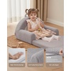 image:imageBlissful Diary Foldable Kids Couch Extra Wide Kids Sofa Chair Blush Check  307 Wide Seat 2in1 Fold Out Comfy Design HighDensity Foam Support Washable Cover Carry HandleRainbow Gray