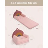 image:imageBlissful Diary Foldable Kids Couch Extra Wide Kids Sofa Chair Blush Check  307 Wide Seat 2in1 Fold Out Comfy Design HighDensity Foam Support Washable Cover Carry HandleRainbow Blush