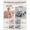 image:imageBlissful Diary Foldable Kids Couch Extra Wide Kids Sofa Chair Blush Check  307 Wide Seat 2in1 Fold Out Comfy Design HighDensity Foam Support Washable Cover Carry HandleCheckered Blush