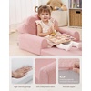 image:imageBlissful Diary Foldable Kids Couch Extra Wide Kids Sofa Chair Blush Check  307 Wide Seat 2in1 Fold Out Comfy Design HighDensity Foam Support Washable Cover Carry HandleShell Pink