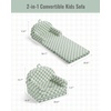 image:imageBlissful Diary Foldable Kids Couch Extra Wide Kids Sofa Chair Blush Check  307 Wide Seat 2in1 Fold Out Comfy Design HighDensity Foam Support Washable Cover Carry HandleCheckered Sage