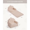 image:imageBlissful Diary Foldable Kids Couch Extra Wide Kids Sofa Chair Blush Check  307 Wide Seat 2in1 Fold Out Comfy Design HighDensity Foam Support Washable Cover Carry HandleShell Beige