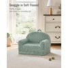 image:imageBlissful Diary Foldable Kids Couch Extra Wide Kids Sofa Chair Blush Check  307 Wide Seat 2in1 Fold Out Comfy Design HighDensity Foam Support Washable Cover Carry HandleFuzzy Sage Green