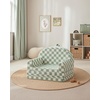 image:imageBlissful Diary Foldable Kids Couch Extra Wide Kids Sofa Chair Blush Check  307 Wide Seat 2in1 Fold Out Comfy Design HighDensity Foam Support Washable Cover Carry HandleCheckered Sage