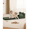 image:imageBlissful Diary Foldable Kids Couch Extra Wide Kids Sofa Chair Blush Check  307 Wide Seat 2in1 Fold Out Comfy Design HighDensity Foam Support Washable Cover Carry HandleDinosaur Green