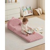 image:imageBlissful Diary Foldable Kids Couch Extra Wide Kids Sofa Chair Blush Check  307 Wide Seat 2in1 Fold Out Comfy Design HighDensity Foam Support Washable Cover Carry HandleFuzzy Blush Pink