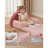 image:imageBlissful Diary Foldable Kids Couch Extra Wide Kids Sofa Chair Blush Check  307 Wide Seat 2in1 Fold Out Comfy Design HighDensity Foam Support Washable Cover Carry HandleRainbow Blush