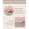 image:imageBlissful Diary Foldable Kids Couch Extra Wide Kids Sofa Chair Blush Check  307 Wide Seat 2in1 Fold Out Comfy Design HighDensity Foam Support Washable Cover Carry HandleShell Pink