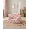 image:imageBlissful Diary Foldable Kids Couch Extra Wide Kids Sofa Chair Blush Check  307 Wide Seat 2in1 Fold Out Comfy Design HighDensity Foam Support Washable Cover Carry HandleCheckered Blush