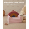 image:imageBlissful Diary Foldable Kids Couch Extra Wide Kids Sofa Chair Blush Check  307 Wide Seat 2in1 Fold Out Comfy Design HighDensity Foam Support Washable Cover Carry HandleRainbow Blush