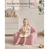 image:imageBlissful Diary Foldable Kids Couch Extra Wide Kids Sofa Chair Blush Check  307 Wide Seat 2in1 Fold Out Comfy Design HighDensity Foam Support Washable Cover Carry HandleFuzzy Blush Pink