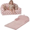 image:imageBlissful Diary Foldable Kids Couch Extra Wide Kids Sofa Chair Blush Check  307 Wide Seat 2in1 Fold Out Comfy Design HighDensity Foam Support Washable Cover Carry HandleCheckered Blush