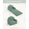 image:imageBlissful Diary Foldable Kids Couch Extra Wide Kids Sofa Chair Blush Check  307 Wide Seat 2in1 Fold Out Comfy Design HighDensity Foam Support Washable Cover Carry HandleShell Green