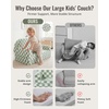 image:imageBlissful Diary Foldable Kids Couch Extra Wide Kids Sofa Chair Blush Check  307 Wide Seat 2in1 Fold Out Comfy Design HighDensity Foam Support Washable Cover Carry HandleCheckered Sage