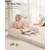 image:imageBlissful Diary Foldable Kids Couch Extra Wide Kids Sofa Chair Blush Check  307 Wide Seat 2in1 Fold Out Comfy Design HighDensity Foam Support Washable Cover Carry HandleFuzzy Cream White