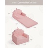 image:imageBlissful Diary Foldable Kids Couch Extra Wide Kids Sofa Chair Blush Check  307 Wide Seat 2in1 Fold Out Comfy Design HighDensity Foam Support Washable Cover Carry HandleShell Pink