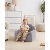 image:imageBlissful Diary Foldable Kids Couch Extra Wide Kids Sofa Chair Blush Check  307 Wide Seat 2in1 Fold Out Comfy Design HighDensity Foam Support Washable Cover Carry HandleShell Gray