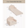 image:imageBlissful Diary Foldable Kids Couch Extra Wide Kids Sofa Chair Blush Check  307 Wide Seat 2in1 Fold Out Comfy Design HighDensity Foam Support Washable Cover Carry HandleFuzzy Cream White