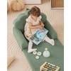 image:imageBlissful Diary Foldable Kids Couch Extra Wide Kids Sofa Chair Blush Check  307 Wide Seat 2in1 Fold Out Comfy Design HighDensity Foam Support Washable Cover Carry HandleShell Green