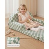 image:imageBlissful Diary Foldable Kids Couch Extra Wide Kids Sofa Chair Blush Check  307 Wide Seat 2in1 Fold Out Comfy Design HighDensity Foam Support Washable Cover Carry HandleCheckered Sage