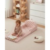 image:imageBlissful Diary Foldable Kids Couch Extra Wide Kids Sofa Chair Blush Check  307 Wide Seat 2in1 Fold Out Comfy Design HighDensity Foam Support Washable Cover Carry HandleCheckered Blush