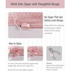 image:imageBlissful Diary Foldable Kids Couch Extra Wide Kids Sofa Chair Blush Check  307 Wide Seat 2in1 Fold Out Comfy Design HighDensity Foam Support Washable Cover Carry HandleFuzzy Blush Pink