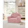 image:imageBlissful Diary Foldable Kids Couch Extra Wide Kids Sofa Chair Blush Check  307 Wide Seat 2in1 Fold Out Comfy Design HighDensity Foam Support Washable Cover Carry HandleFuzzy Blush Pink