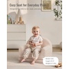 image:imageBlissful Diary Foldable Kids Couch Extra Wide Kids Sofa Chair Blush Check  307 Wide Seat 2in1 Fold Out Comfy Design HighDensity Foam Support Washable Cover Carry HandleFuzzy Cream White