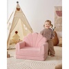 image:imageBlissful Diary Foldable Kids Couch Extra Wide Kids Sofa Chair Blush Check  307 Wide Seat 2in1 Fold Out Comfy Design HighDensity Foam Support Washable Cover Carry HandleShell Pink