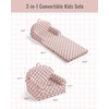 image:imageBlissful Diary Foldable Kids Couch Extra Wide Kids Sofa Chair Blush Check  307 Wide Seat 2in1 Fold Out Comfy Design HighDensity Foam Support Washable Cover Carry HandleCheckered Blush