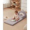 image:imageBlissful Diary Foldable Kids Couch Extra Wide Kids Sofa Chair Blush Check  307 Wide Seat 2in1 Fold Out Comfy Design HighDensity Foam Support Washable Cover Carry HandleRainbow Gray