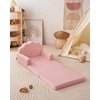 image:imageBlissful Diary Foldable Kids Couch Extra Wide Kids Sofa Chair Blush Check  307 Wide Seat 2in1 Fold Out Comfy Design HighDensity Foam Support Washable Cover Carry HandleShell Pink