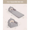 image:imageBlissful Diary Foldable Kids Couch Extra Wide Kids Sofa Chair Blush Check  307 Wide Seat 2in1 Fold Out Comfy Design HighDensity Foam Support Washable Cover Carry HandleRainbow Gray