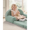 image:imageBlissful Diary Foldable Kids Couch Extra Wide Kids Sofa Chair Blush Check  307 Wide Seat 2in1 Fold Out Comfy Design HighDensity Foam Support Washable Cover Carry HandleFuzzy Sage Green