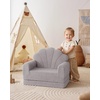 image:imageBlissful Diary Foldable Kids Couch Extra Wide Kids Sofa Chair Blush Check  307 Wide Seat 2in1 Fold Out Comfy Design HighDensity Foam Support Washable Cover Carry HandleShell Gray