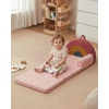 image:imageBlissful Diary Foldable Kids Couch Extra Wide Kids Sofa Chair Blush Check  307 Wide Seat 2in1 Fold Out Comfy Design HighDensity Foam Support Washable Cover Carry HandleRainbow Blush