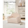 image:imageBlissful Diary Foldable Kids Couch Extra Wide Kids Sofa Chair Blush Check  307 Wide Seat 2in1 Fold Out Comfy Design HighDensity Foam Support Washable Cover Carry HandleFuzzy Cream White