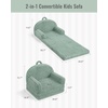 image:imageBlissful Diary Foldable Kids Couch Extra Wide Kids Sofa Chair Blush Check  307 Wide Seat 2in1 Fold Out Comfy Design HighDensity Foam Support Washable Cover Carry HandleFuzzy Sage Green