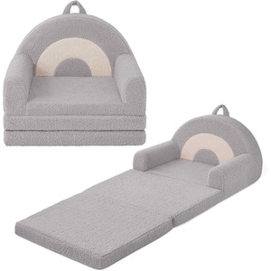 image:imageBlissful Diary Foldable Kids Couch Extra Wide Kids Sofa Chair Blush Check  307 Wide Seat 2in1 Fold Out Comfy Design HighDensity Foam Support Washable Cover Carry HandleRainbow Gray